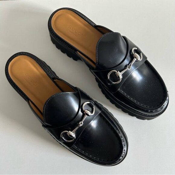 GUCCI Sylke horsebit-detailed glossed-leather mules Black Size 39.5 - Picture 5 of 10